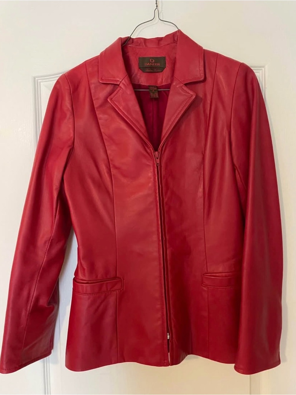 DANIER Women's Red Leather Zip Jacket